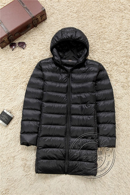 优衣库专柜正品轻薄款羽绒服 男士连帽长款羽绒大衣 131023