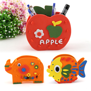 eva笔筒 创意文具手工制作立体贴画 卡通儿童美劳diy玩具全套