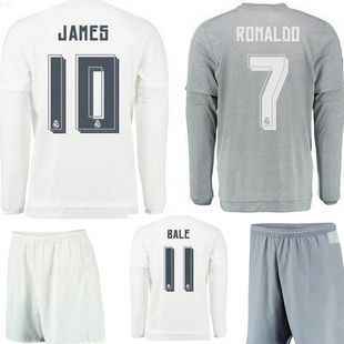 伊斯科队服 刺绣15-16皇马长袖主场球衣c罗贝尔本泽马足球服