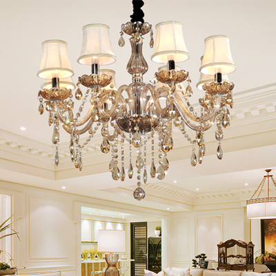 和颜欧式简约水晶灯客厅灯卧室餐厅灯 k9水晶吊灯 干邑色lb75