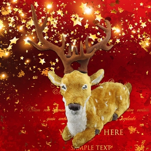 新款圣诞鹿仿真麋鹿圣诞节毛绒驯鹿摆设卧鹿拍摄道具梅花鹿包邮