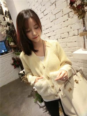 【钱夫人】chinstudio定制 超级萌萌哒米色毛毛开衫 现货正版