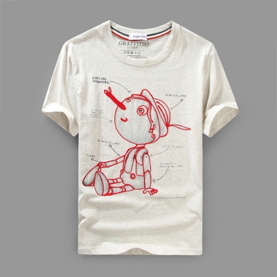 [商家特惠] 一维苏新款男士韩版夏季纯棉圆领短袖t恤卡通动漫匹诺曹