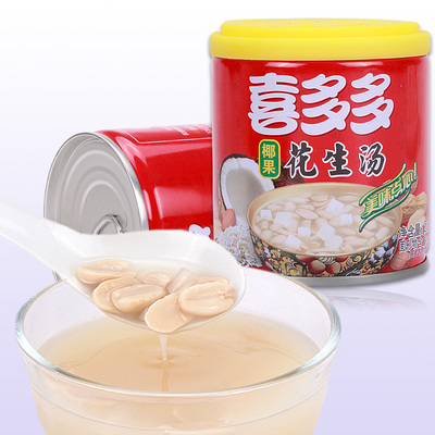 喜多多 椰果花生汤罐头整箱12瓶200g 果粒夏季饮料批发 全国包邮
