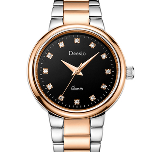 刻度 迪西欧(deesio)男士女士手表情侣款镶钻刻度 男款 200 间金黑面