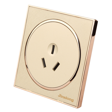 金熊16a插座面板大功率86型香槟金电源三孔插座圆形热水器 空调插