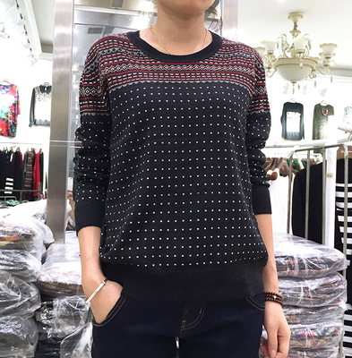 千日红女装 2015秋冬新款牵日红毛衣正品q-6566大码打底衫针织衫