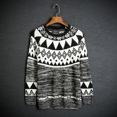 [您的专属价] mrcyc男士套头毛衣韩版修身男士花纹编织毛衣外套男士