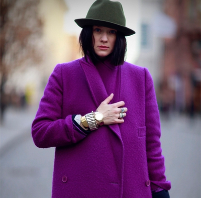 lin edition limit 大牌质感 烟熏紫廓形大翻领羊毛呢外套