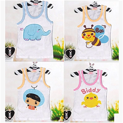 儿童背心 夏季纯棉打底衫宝宝全棉无袖汗布衫中小童男女童印花潮