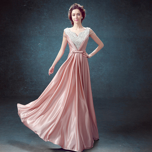 时尚宴会晚礼服长款2016新款年会女主持人礼服走秀晚装长裙女秋春