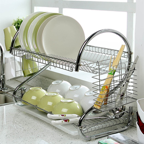 单层漏水碗碟架304不锈钢加粗凉碗架控水沥水架碗架子厨房淋水架