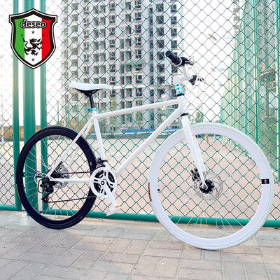 迪希欧二代弯梁死飞自行车26寸男女款倒刹死飞车学生单车颜色多