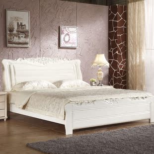 何氏木业现代中式 卧室套房 实木双人床1.8米 橡木床 简易床新款