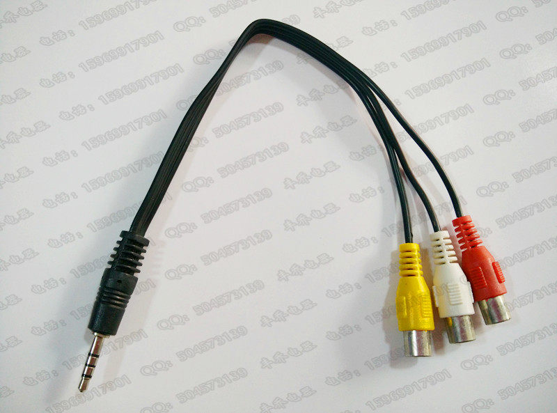 一分三av转接线 3.5四极转3莲花座 液晶电视转换机顶盒加长18mm