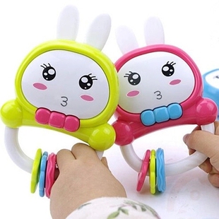 摇铃 爆款新生儿宝宝婴儿益智早教玩具 音乐兔子棒摇铃0-1岁动物手