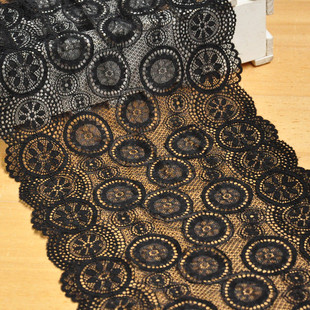 抹胸21cm宽高档黑色弹力蕾丝花边辅料 5元/米 衣服裙子抹胸服装花边