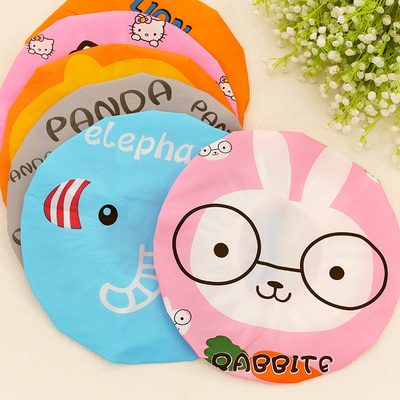 萌系卡通浴帽防油厨房超萌卡通蕾丝边浴帽 pvc防水沐浴帽洗头帽