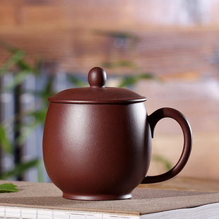 盖杯 宜兴紫砂杯手工盖杯紫泥杯养生杯茶具办公杯名家精品主人杯 上石