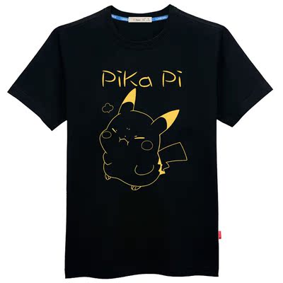 初己卡通动漫皮卡丘 日系潮流创意印花男士短袖t恤 纯棉半截袖潮