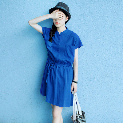 宝蓝纯棉裙