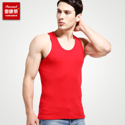 奥康莱本命年男士背心 结婚喜庆 背心红内衣男背心紧身运动无袖