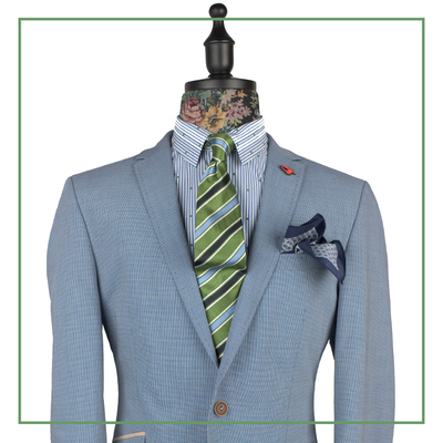 maskman真丝蓝绿色斜条纹薄柔手感英伦商务正装结婚宴会礼盒领带