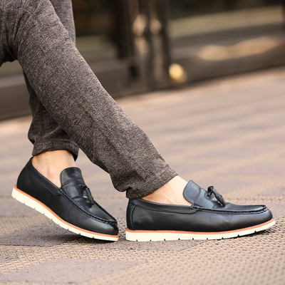 [卖家促销] 商务 李敏镐款韩版男士休闲皮鞋男鞋秋季透气黑色真皮九分