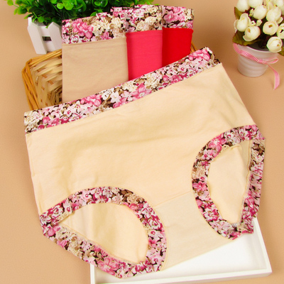 纯棉中高腰女士内裤 中年女性小平角裤 棉质底裤7201女式内衣裤衩