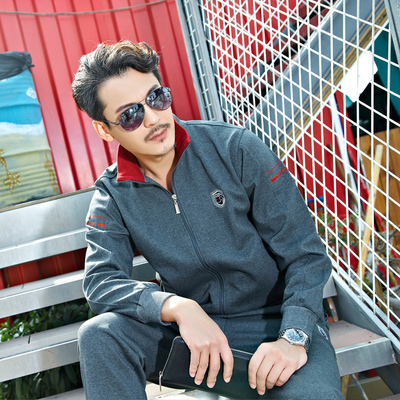 2015春秋季男士运动套装 长袖中年大码品牌运动休闲服 爸爸装