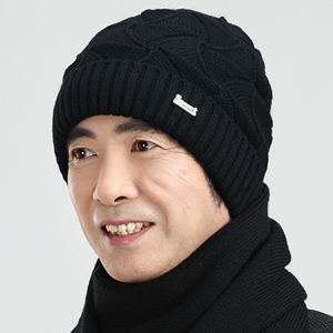 棉帽子男士冬天中老年人毛线帽男老头帽老人针织帽加厚加绒护耳帽