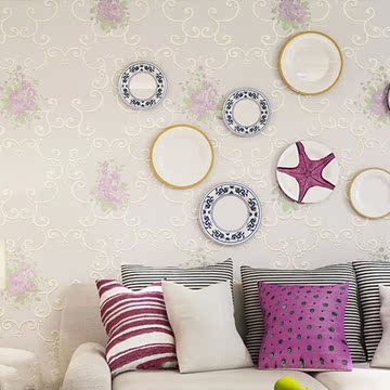 安装] 现代欧式田园风格壁纸温馨浪漫粉色卧室客厅无纺布立体浮雕小花