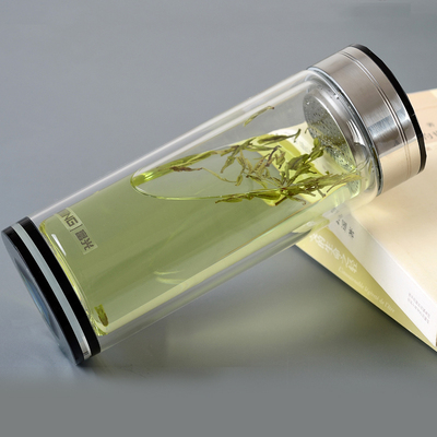 富光水晶玻璃杯 双层 500ml大容量 商务男士办公泡茶杯子 礼盒装