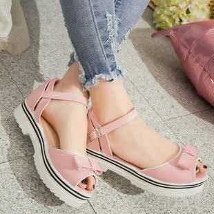 嘉黛艾妮女凉鞋春夏款网鞋高帮鱼嘴大号码半跟纯皮镂空矮跟05-115