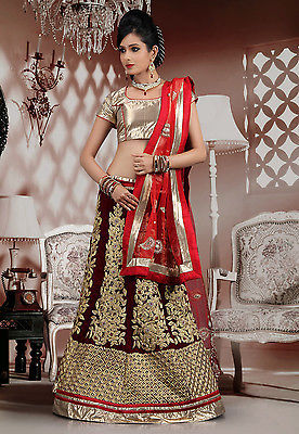 印度楞哈新娘礼服栗色天鹅绒短袖上衣敬酒服影楼写真女款民族服装