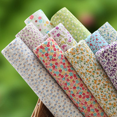 纯棉棉布布料 薄棉 清新复古花枝 田园碎花布 宝宝布/汉服面料l