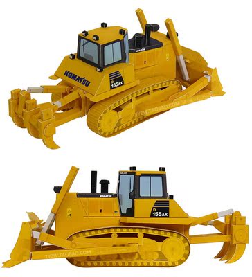 推土机工程车3d纸模型diy益智亲子手工课立体折纸玩具天一纸艺