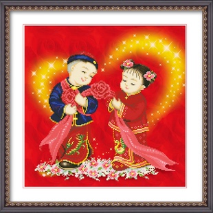 3d精准印花十字绣金童玉女新款情侣婚庆客厅百年好合娃娃小幅系列