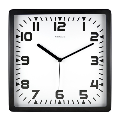 秒达简约静音钟表 卧室/客厅挂钟 静音大号方形挂表石英钟