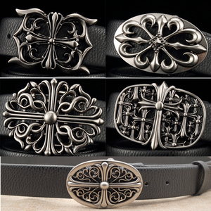 克罗心 个性皮带男士平滑扣 真皮青年复古潮流朋克腰带韩版休闲