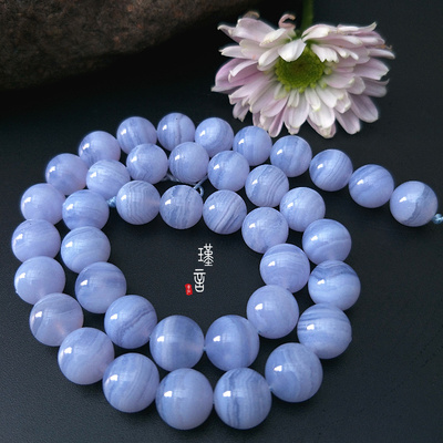 天然巴西蓝纹玛瑙紫玛瑙圆珠 散珠半成品手工diy饰品首饰配珠材料