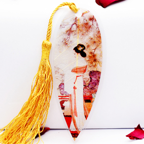 自然风古风仕女图黛玉葬花经典桥段清新淡雅叶脉书签中国风送闺蜜