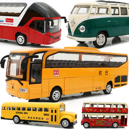 儿童玩具车合金双层公交车伦敦巴士仿真汽车模型音乐回力车客车