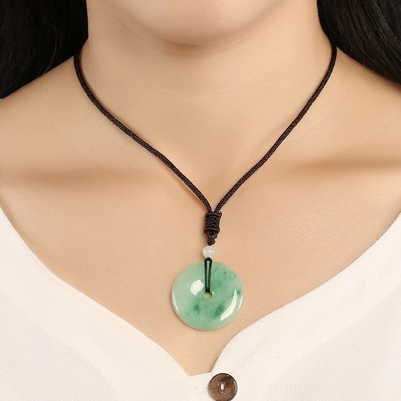 凤禧珠宝 翡翠飘花平安扣吊坠 翡翠玉石挂件玉坠女玉器饰品