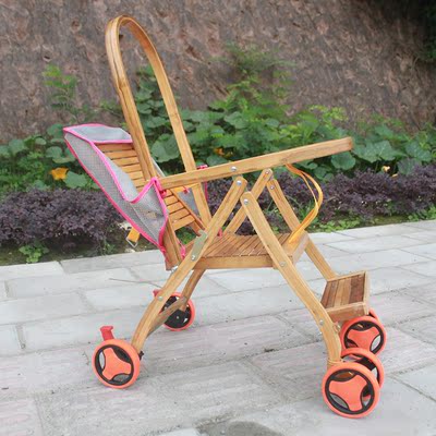 婴儿竹编推车夏季宝宝轻便折叠竹藤小推车可坐躺竹子手推车学坐椅