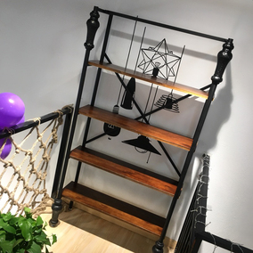 服装店鞋架多层实木简易复古落地式靠墙架鞋包柜展示陈列架置物架_双