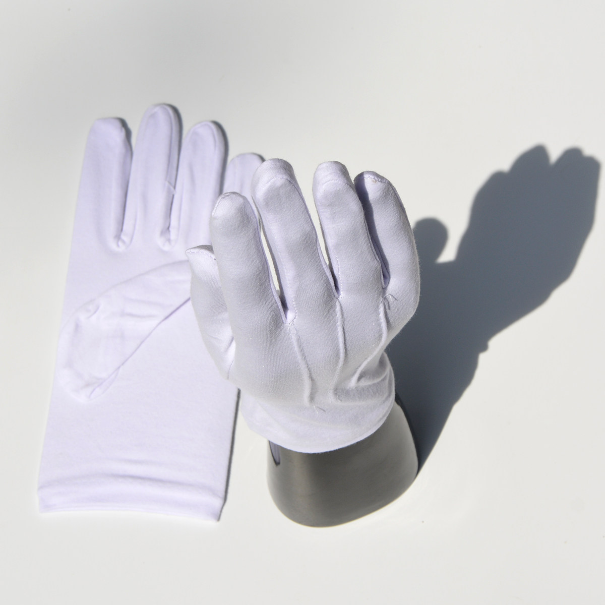 礼仪弹力纯棉手套 礼宾纯棉三筋手套 男士白色优质高弹力白棉手套