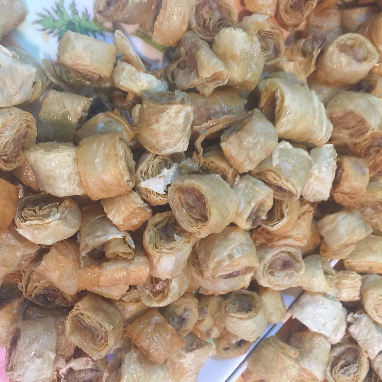 现做诸暨纯手工猪肉皮卷土炸响铃猪肉农家豆腐皮皮卷三鲜配菜500g