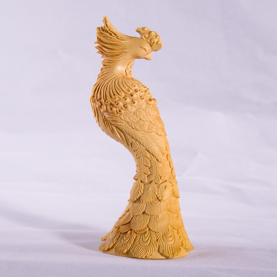 乐清黄杨木雕凤凰精雕工艺品摆件丹凤朝阳实木雕刻婚庆送礼收藏