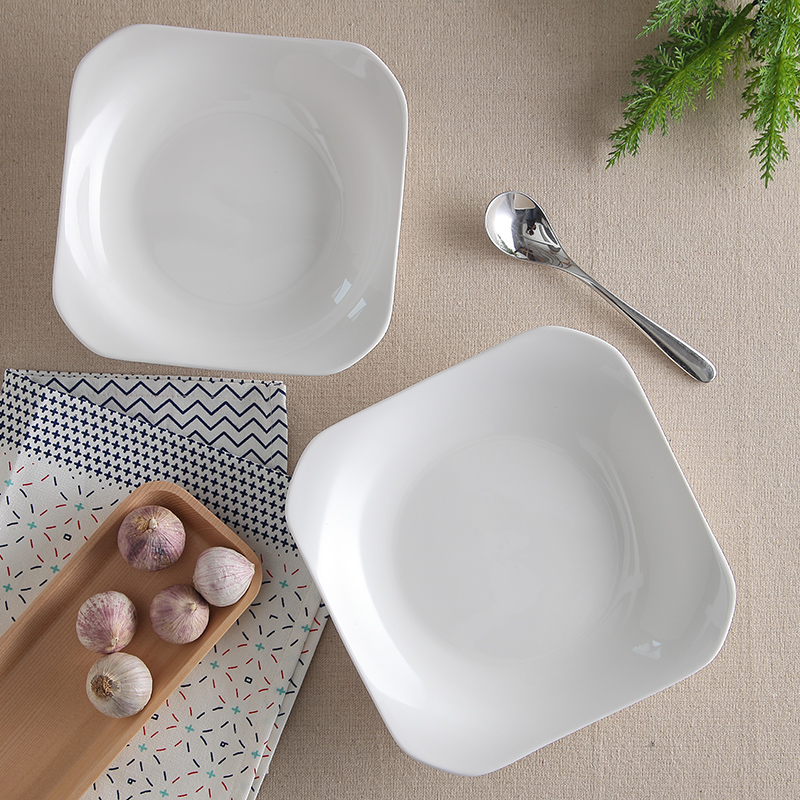 四方盘陶瓷意面盘正方形深盘汤盘西式盘子欧式干面盘餐厅酒店定制